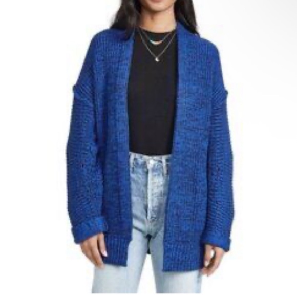 Free People Sweaters - Free People womans blue oversized cardigan sweater size S